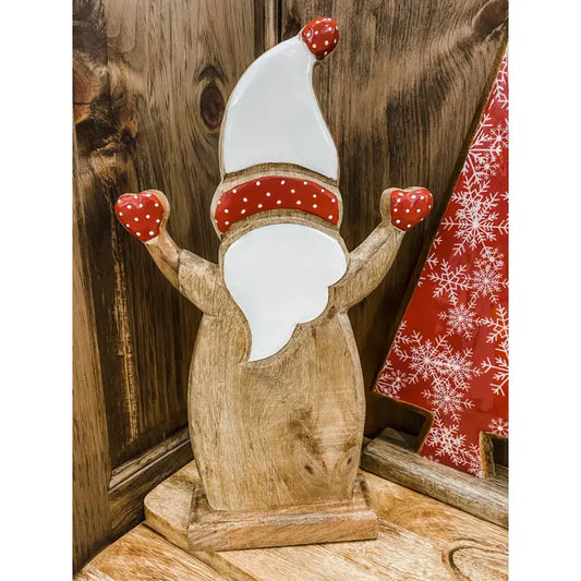 Santa With Mittens Wood Sitter