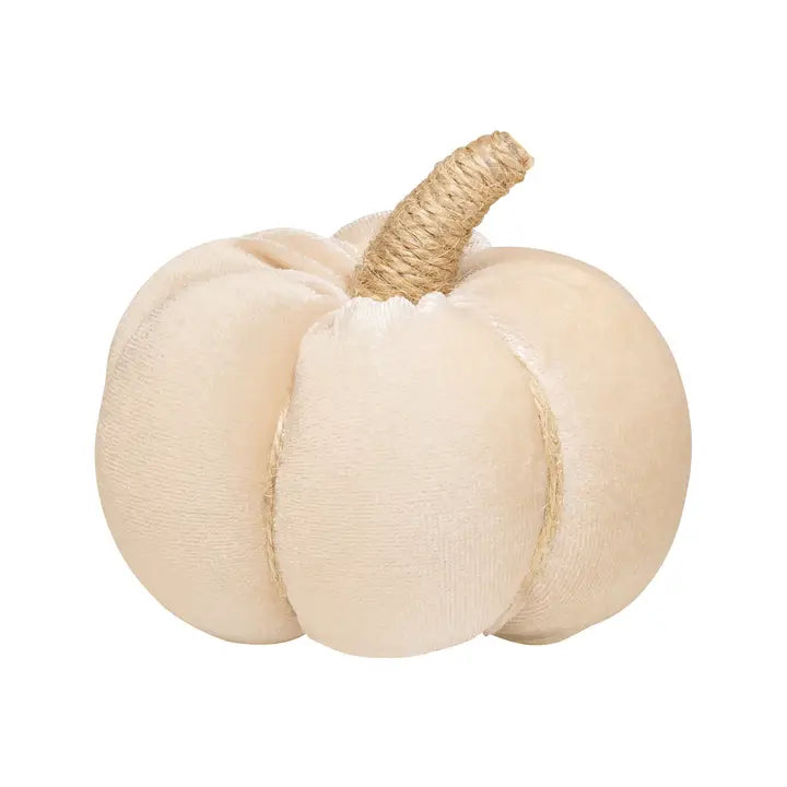 Small Cream Velvet Pumpkin