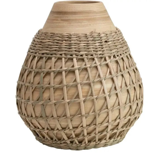 Bamboo Vase W Seagrass Wrap