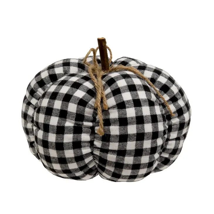 Buffalo Check Stuffed Felt Pumpkin 8"